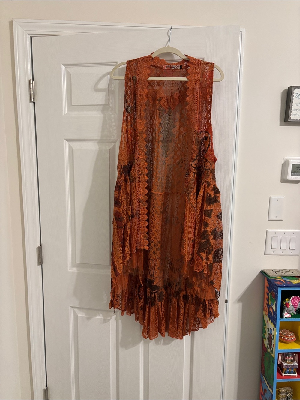 Burnt Orange Lace Boho Vest